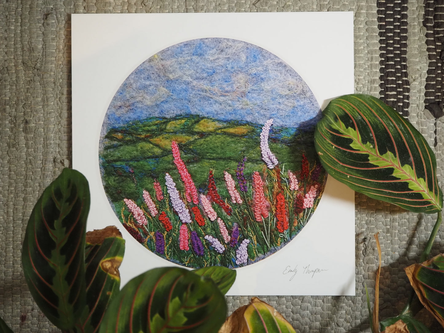 Field of Flowers (Print of Needle Felted Original)