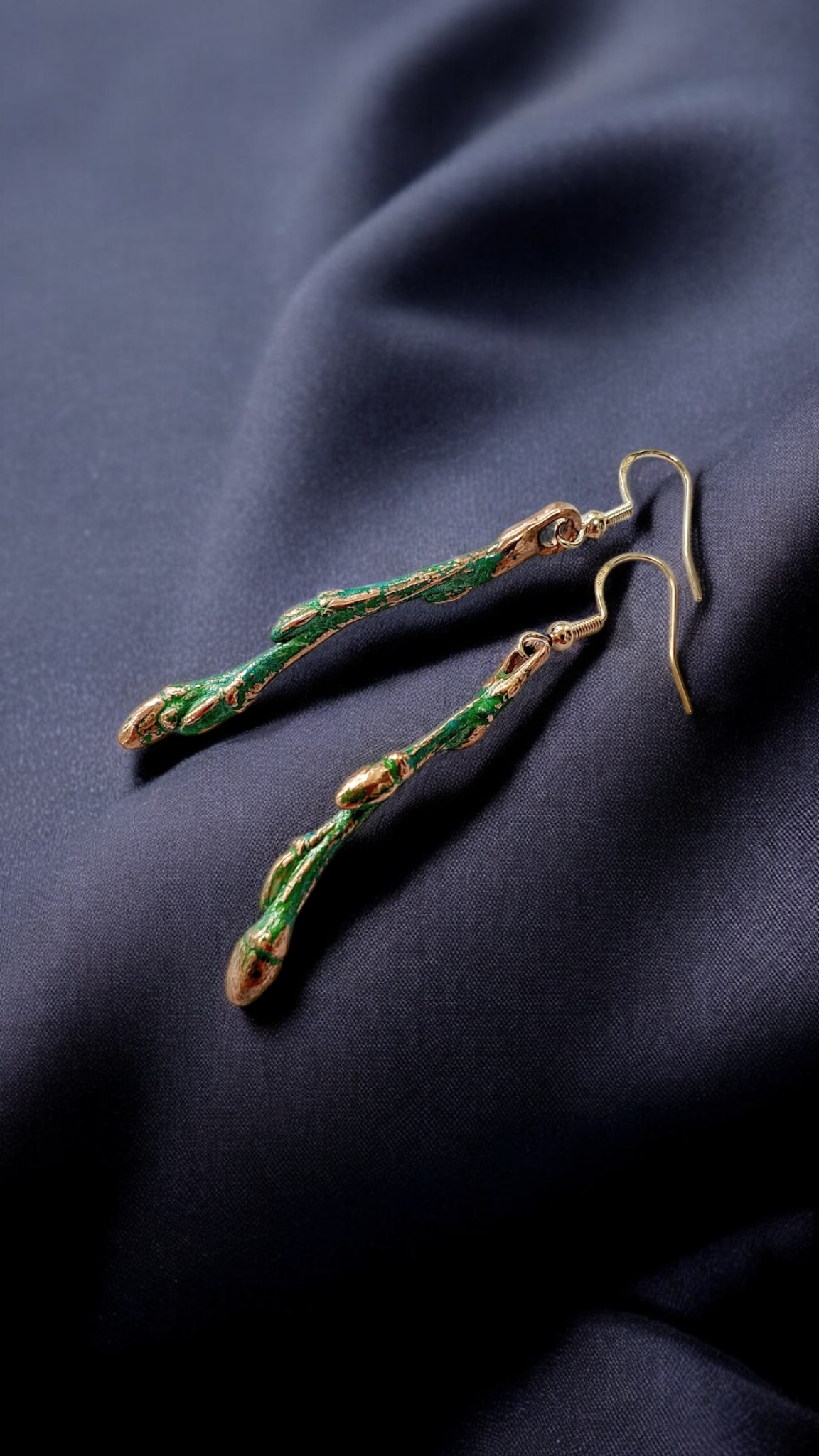 Earrings “Spring Sprouts” — Real Twigs in Copper & Patina