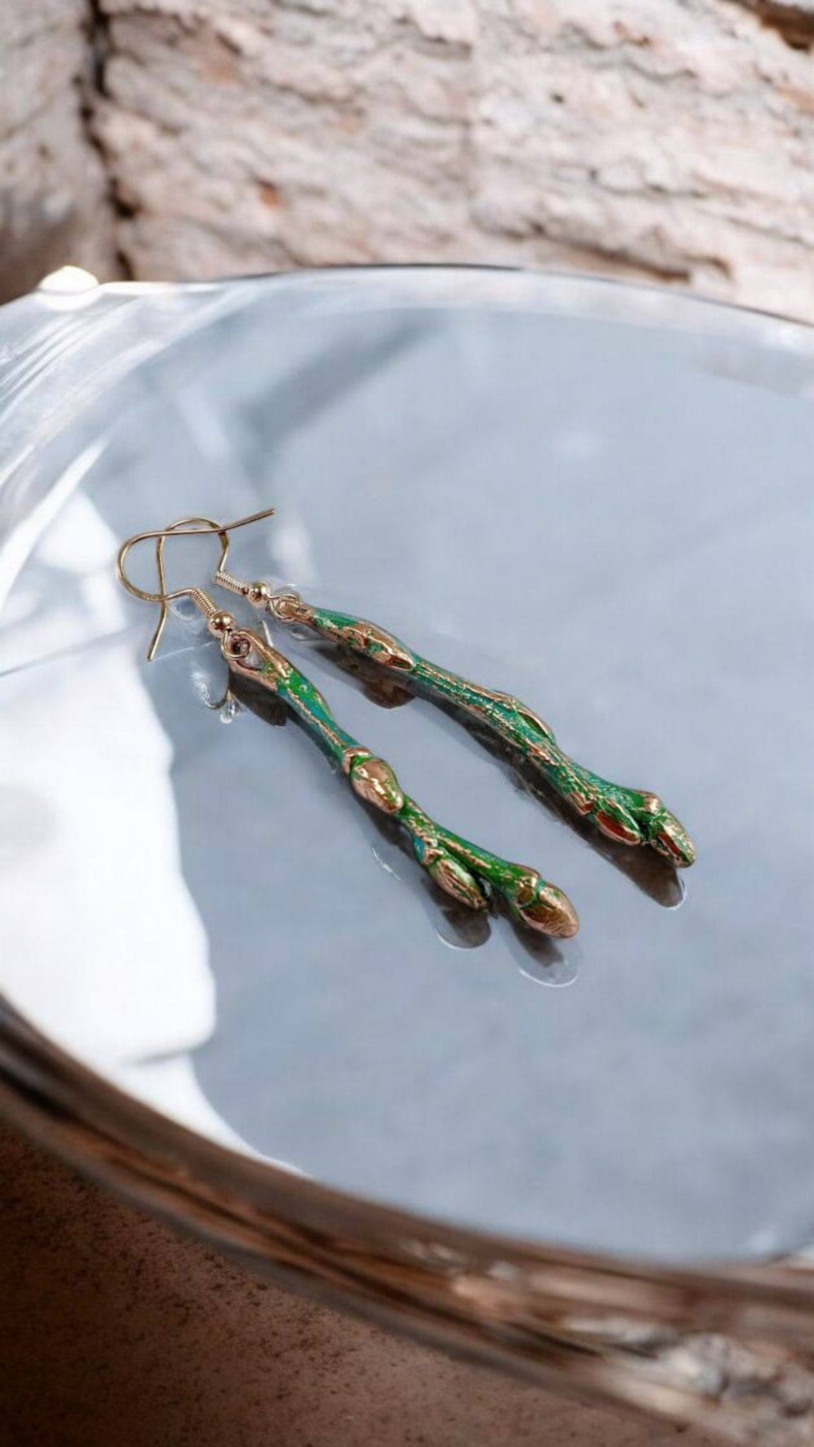 Earrings “Spring Sprouts” — Real Twigs in Copper & Patina