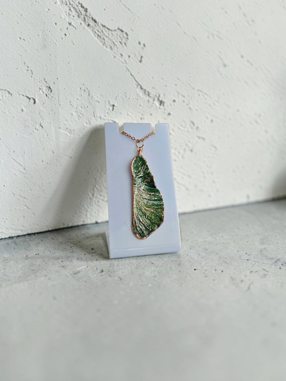 147. Maple Samara Pendant — Green Patina