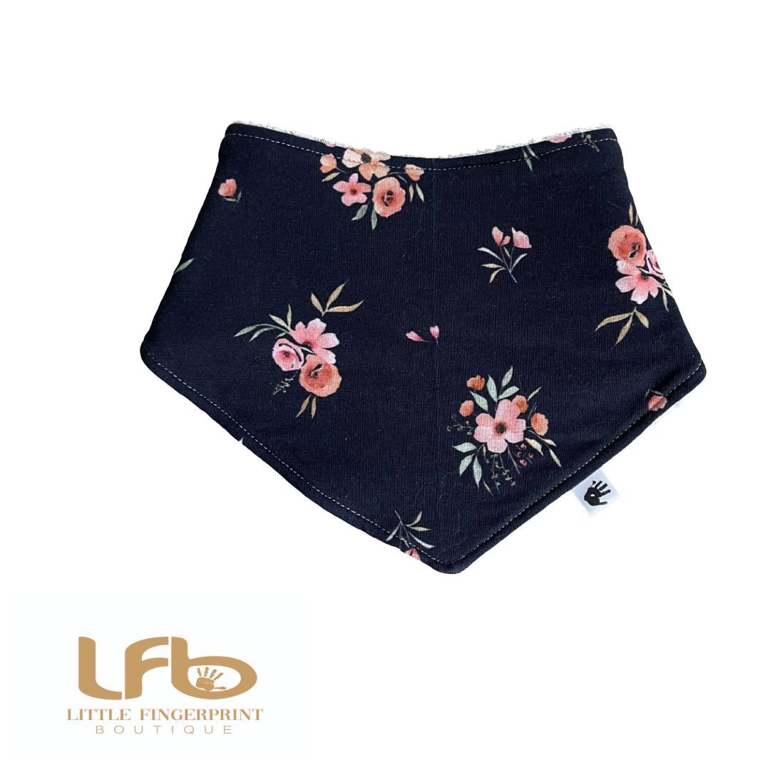Peach Floral Charm - Baby Bandana Bib โ Absorbent Dribble Bib