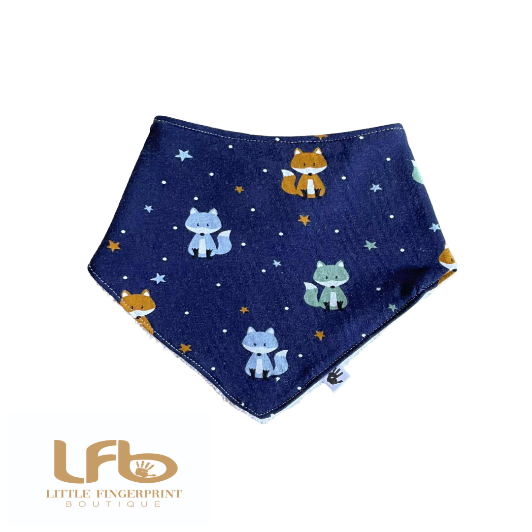 Fox on navy- Baby Bandana Bib โ Absorbent Dribble Bib