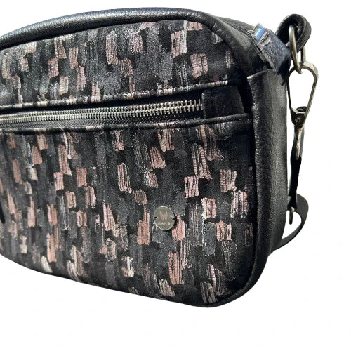 Artistic Pattern Black Leather Bag – Handmade Unique Leather Handbag