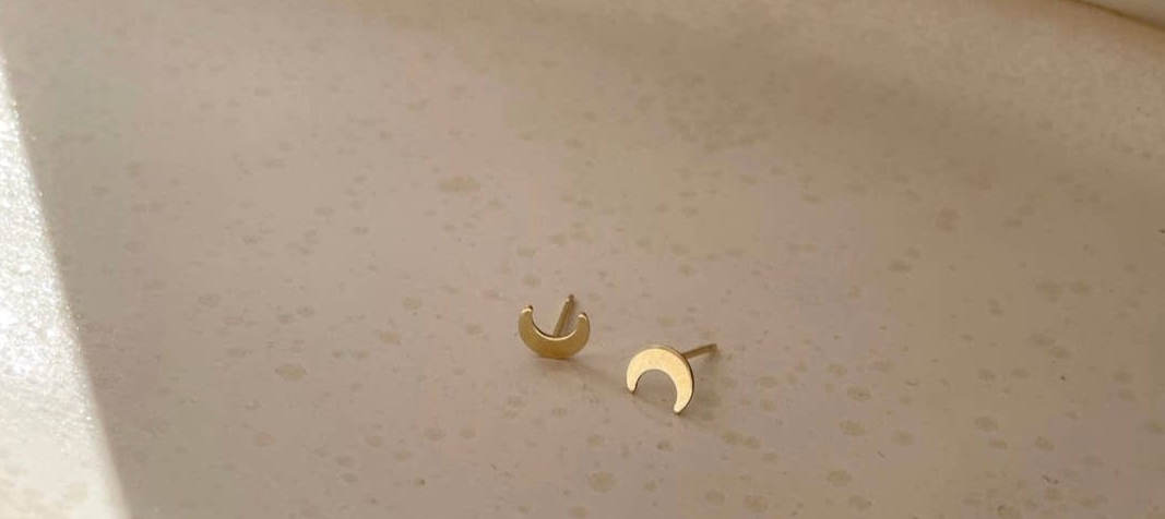 You are the Moon Gold Studs