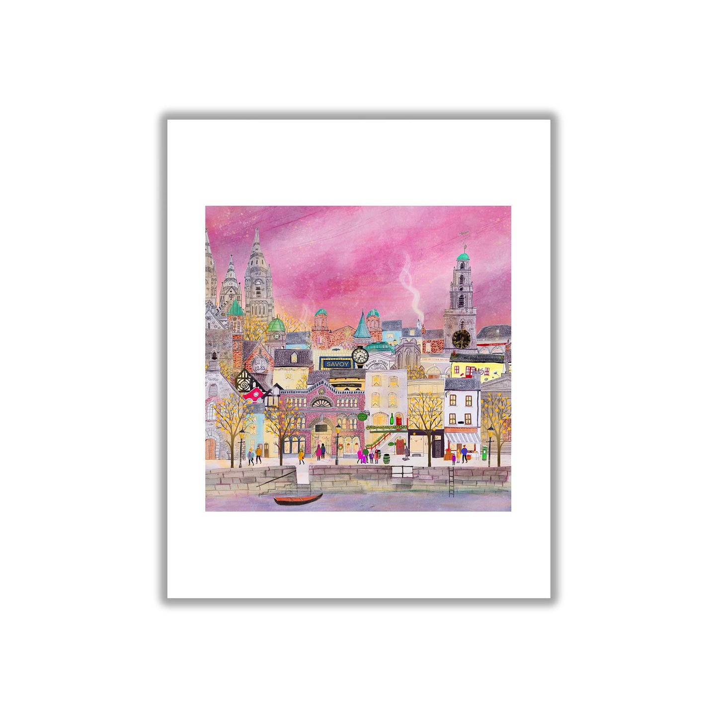 Red Sky at Night, Cork City 40 x 40cm Fine Art Print