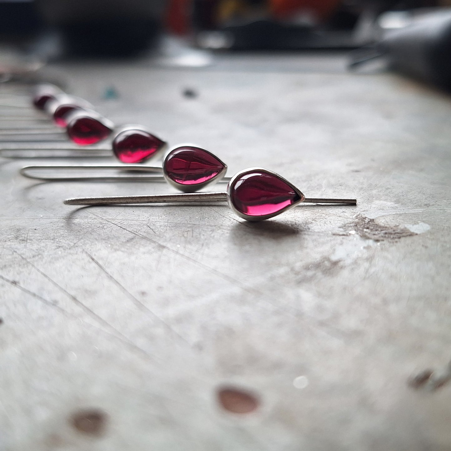 Garnet threader earrings