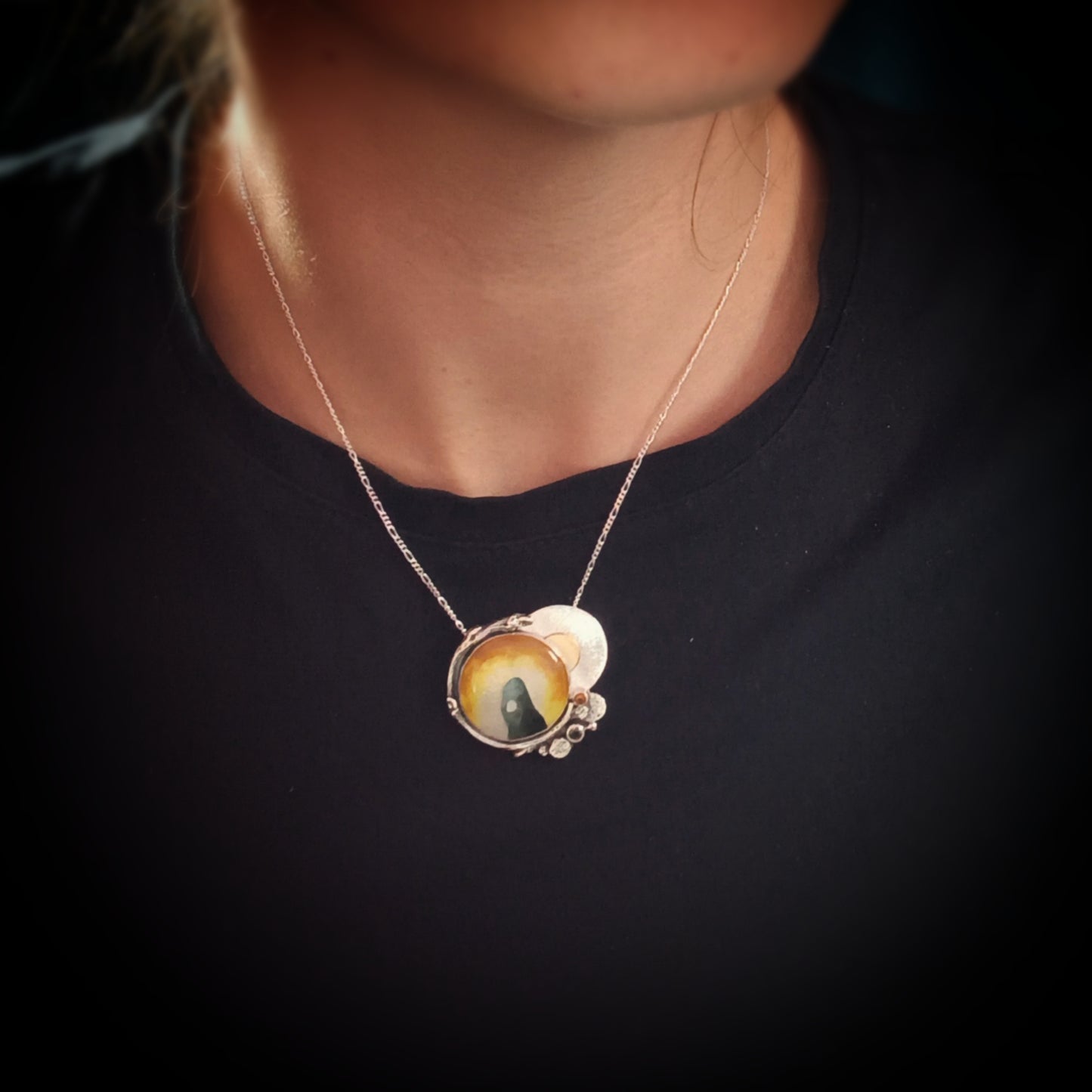 Enamel standing stone necklace