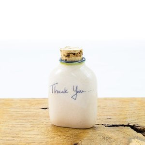 Ceramic Message on a Bottle: Thank you