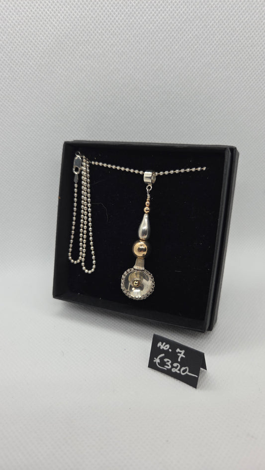Silver Ball chain necklace with Beaded pendant