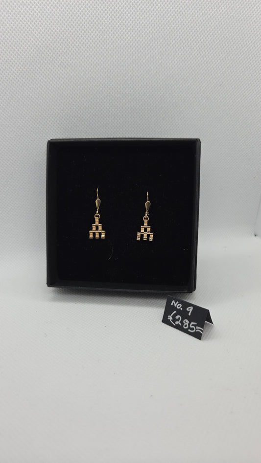 Antique Style Gold Double bar Earrings
