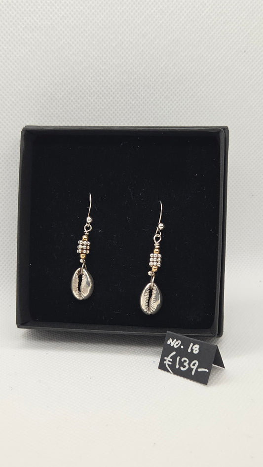 Cowie Shell Earrings Stg. Silver and small gold filled beads