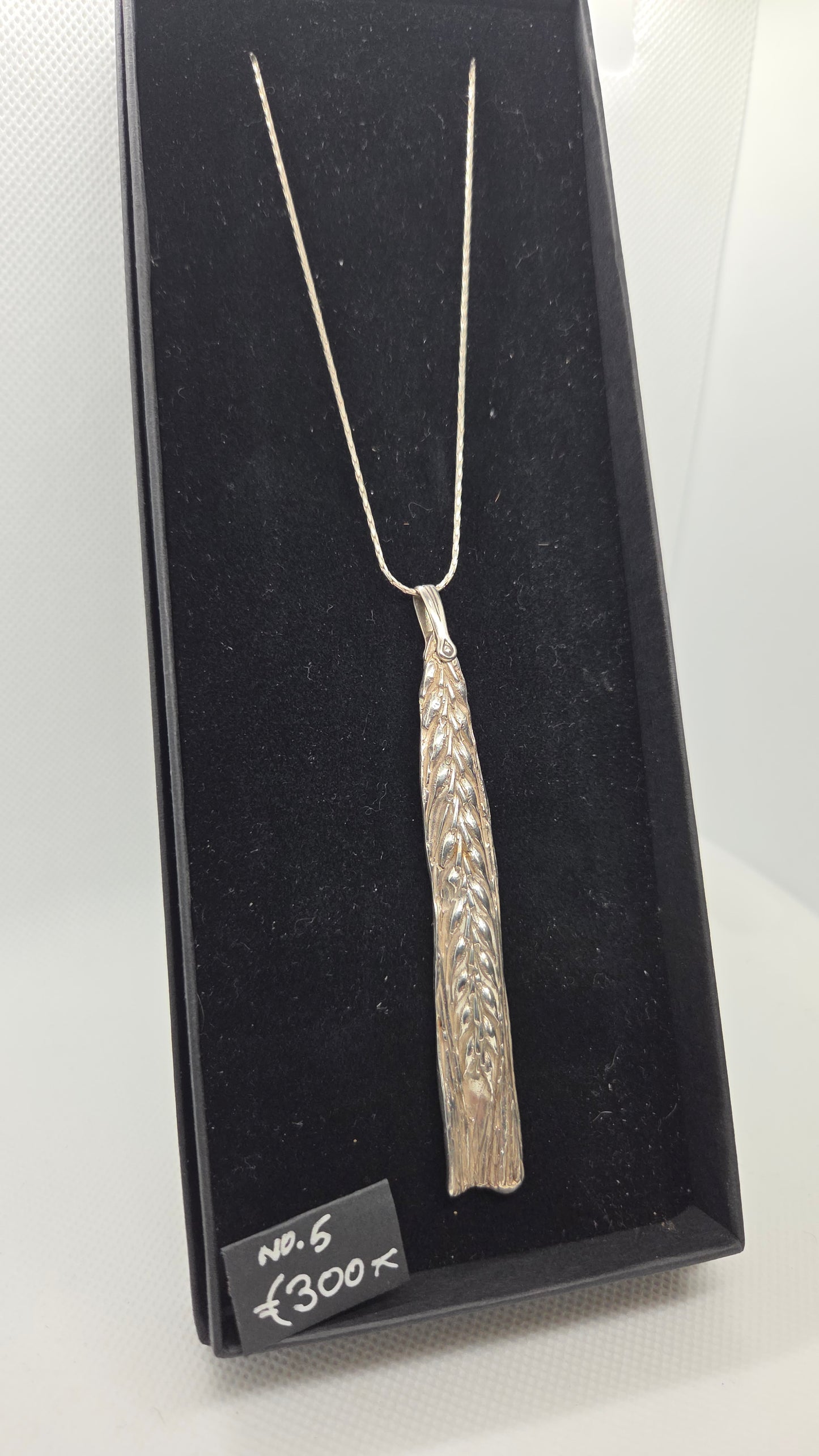 'Gathering' Ogham stone carving and wheat motif Sterling Silver Necklace on Long Chain