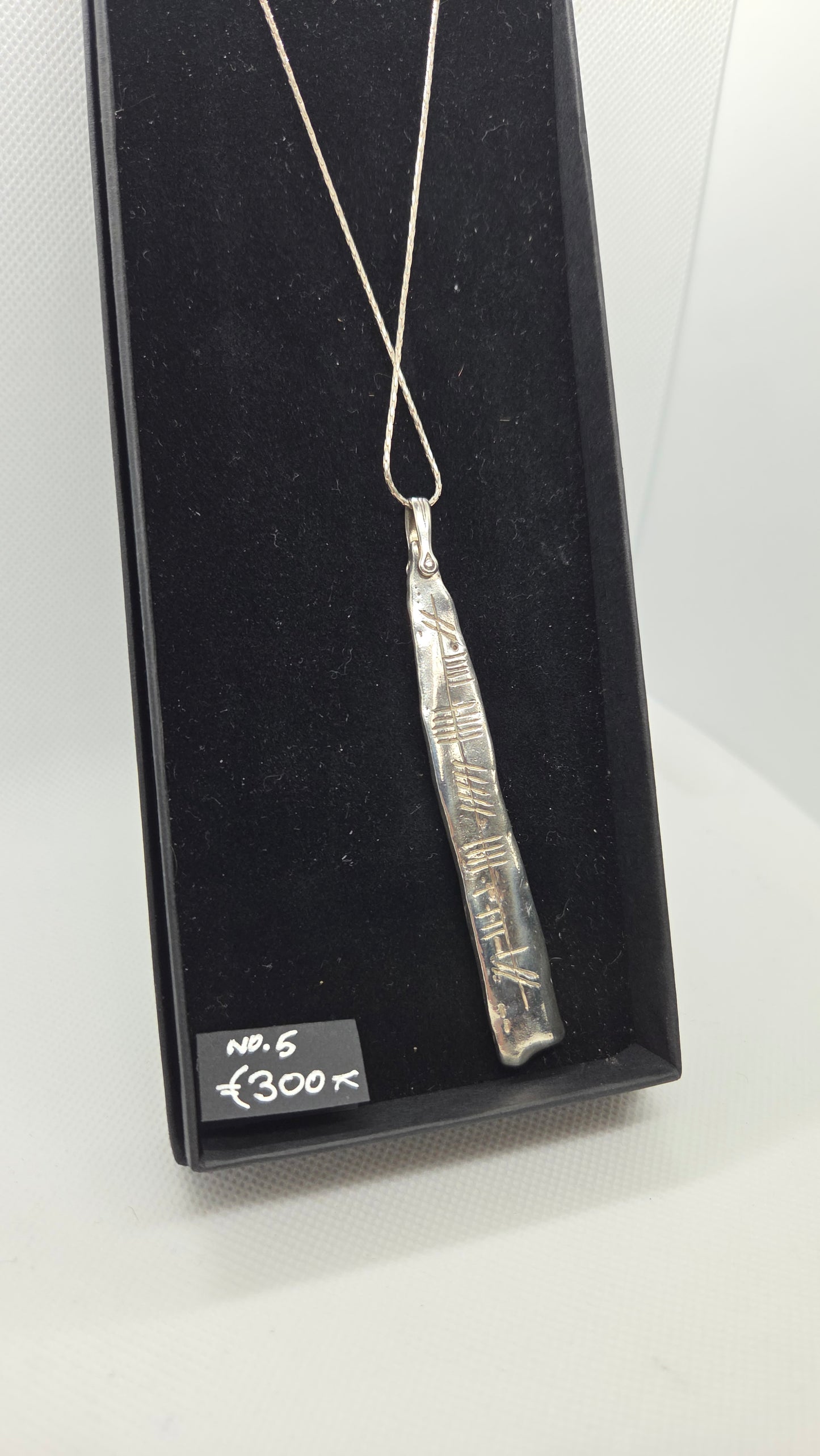 'Gathering' Ogham stone carving and wheat motif Sterling Silver Necklace on Long Chain