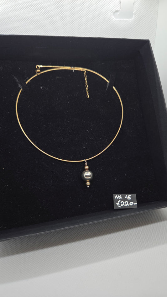 Yellow Gold plated STG. Silver Torc with Ball Pendant