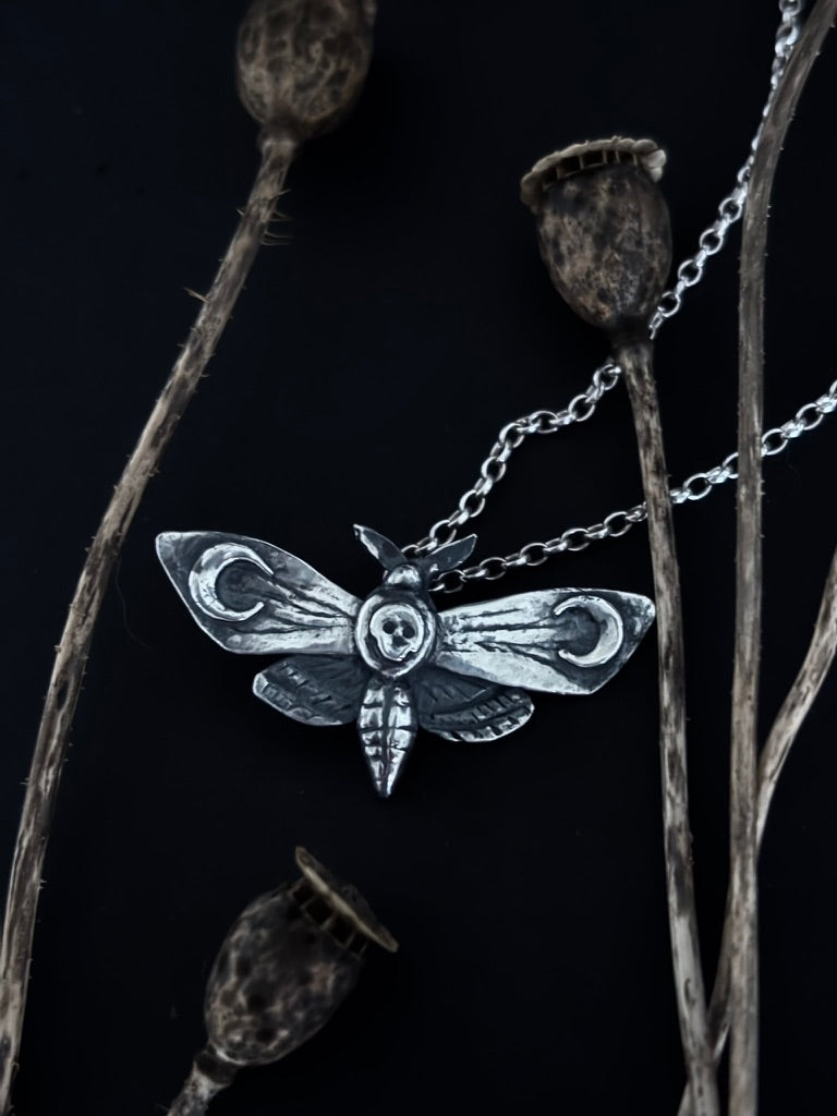Moths Eclipse Silver Pendant | 37 blackbirds
