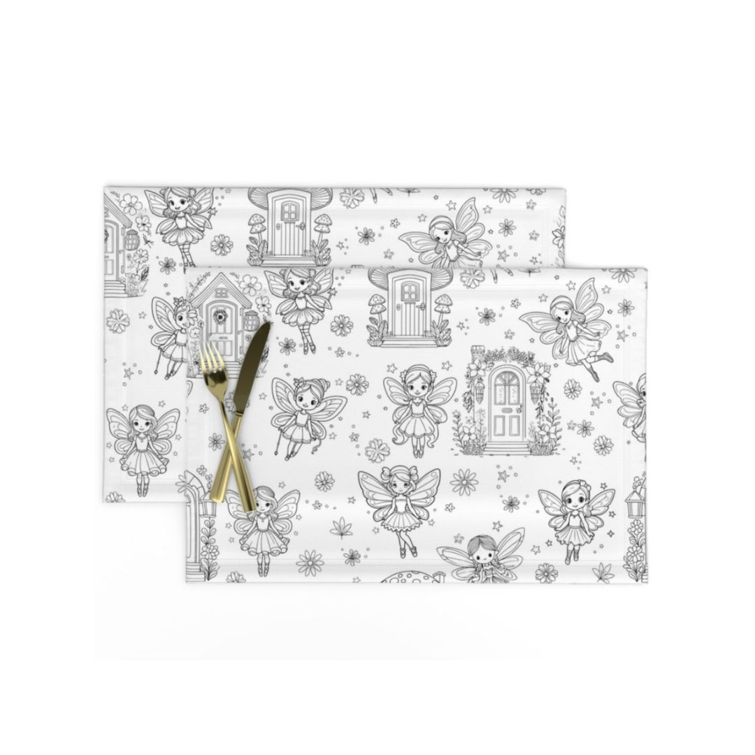 DC Fairytale 'Colour Me' Placemat with 12  Washable | Reversible Colouring Placemat