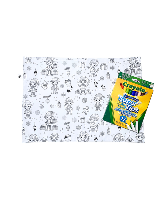 ELF   'Colour Me' Placemat with 12  Washable | Reversible Colouring Placemat
