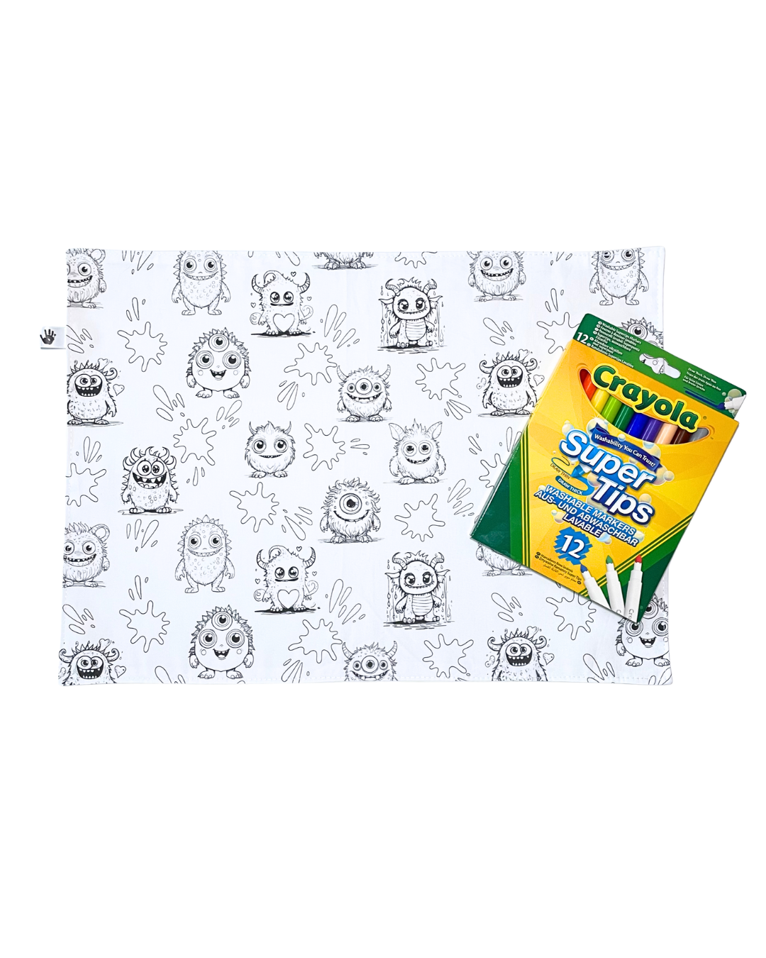DC Monster Splash 'Colour Me' Placemat with 12  Washable | Reversible Colouring Placemat