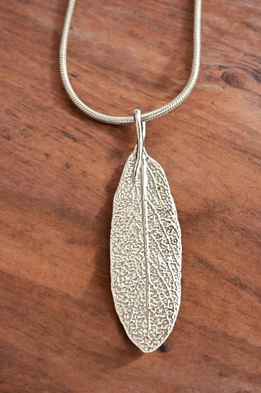 Sage leaf pendant (medium)