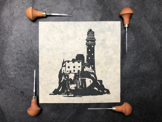 Fastnet Cork Lino Print