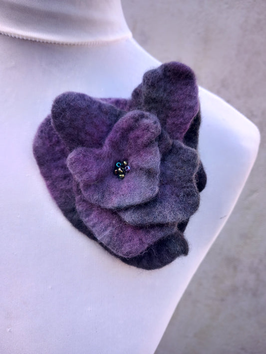 Felt flower brooch