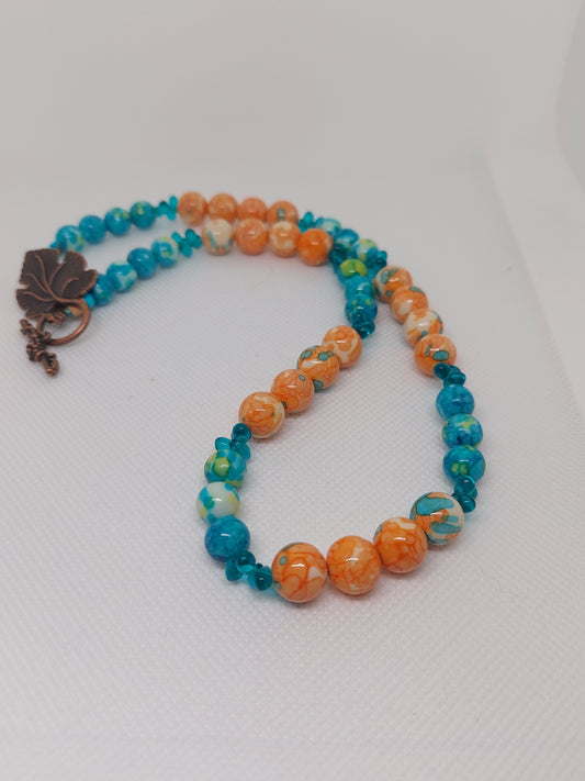 Orange and turquoise Stone Necklace