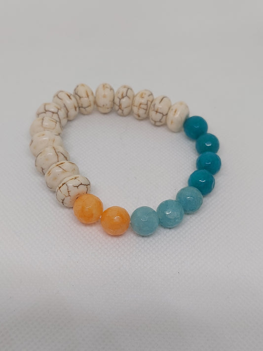 Turquoise Agate and Orange Stone Bracelet