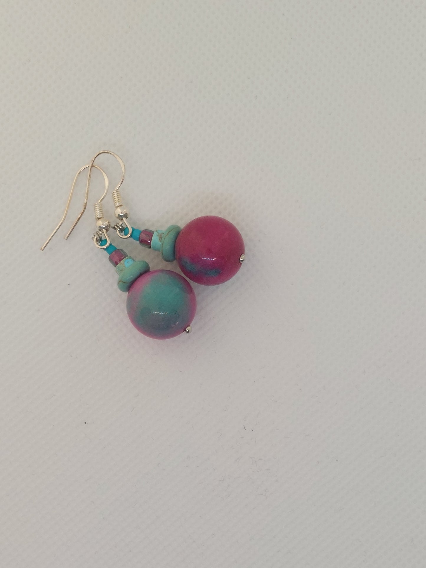 Drop Earrings Pink and Turquoise