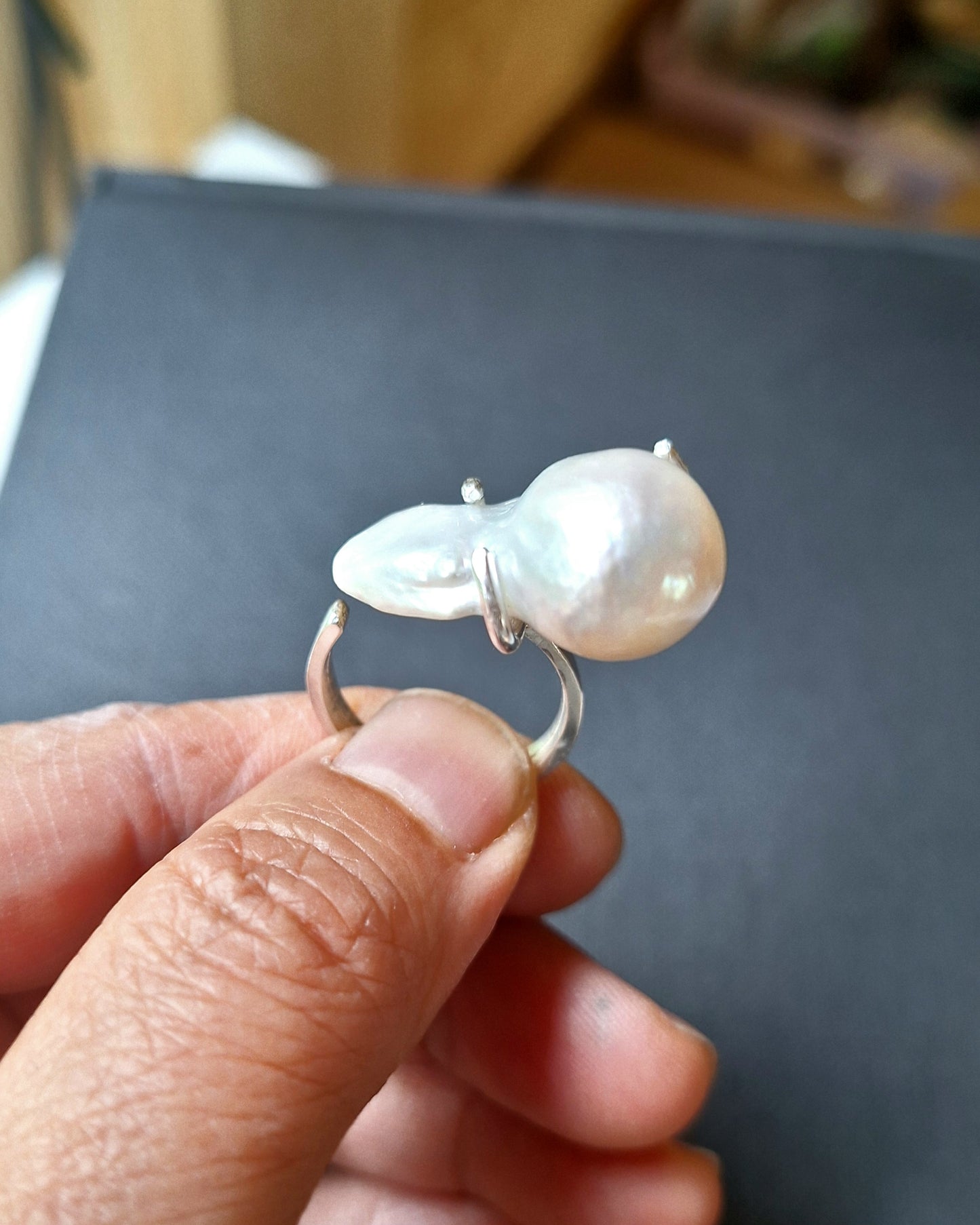 Sterling Silver Ring with Baroque Pearl