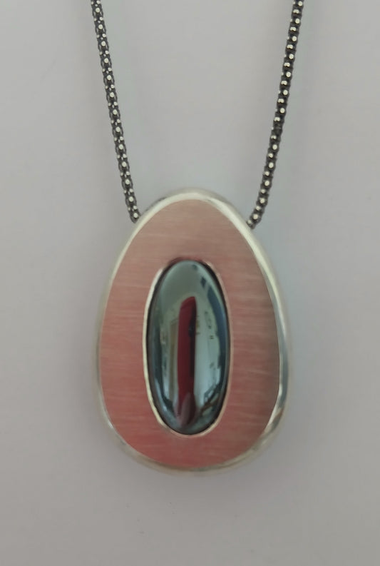 Silver Pendant with Hematite