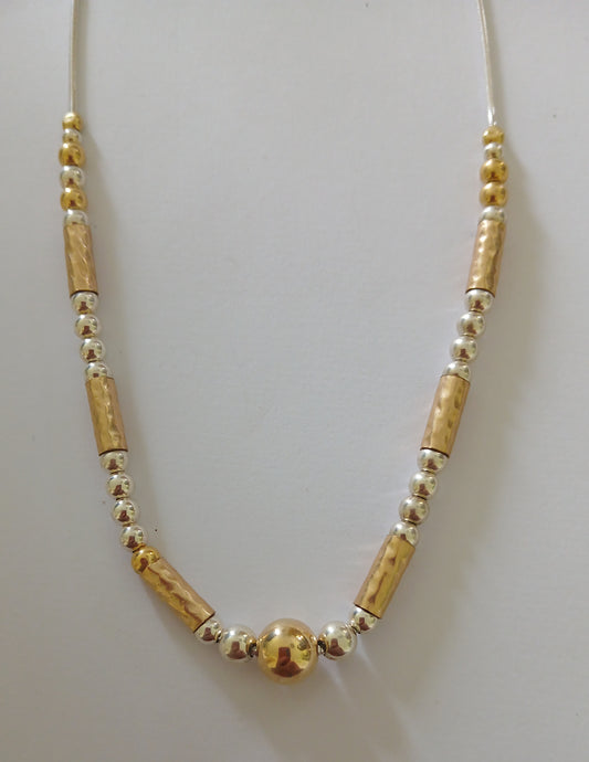 Silver and Gold Beaded Necklace