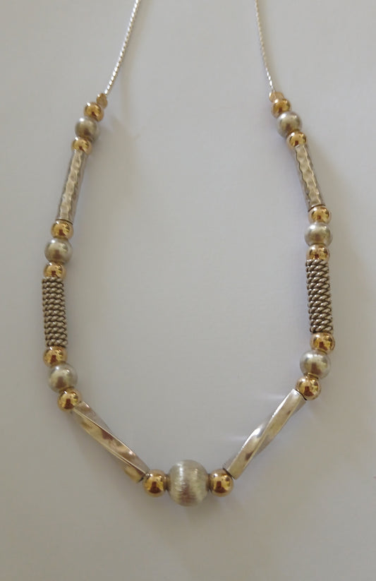 Gold and Silver rope Beaded Necklace