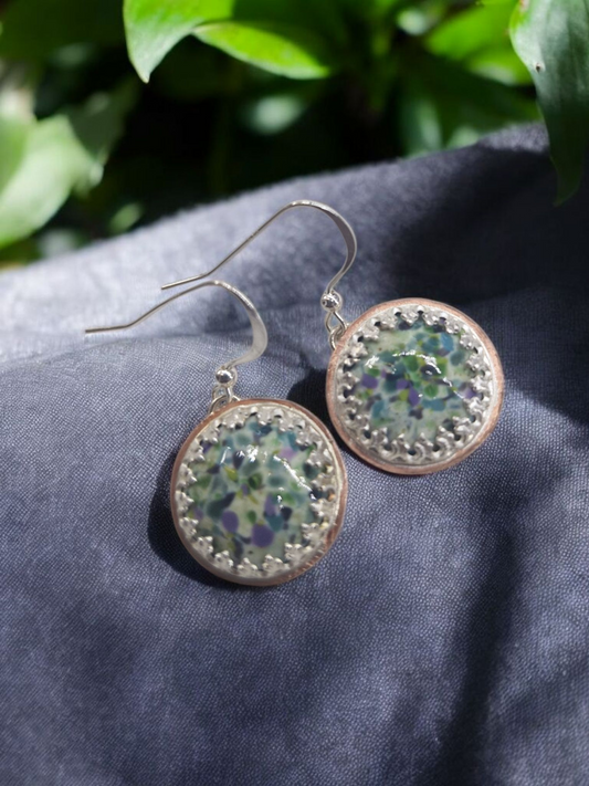Silver  Copper Cabochon Earrings