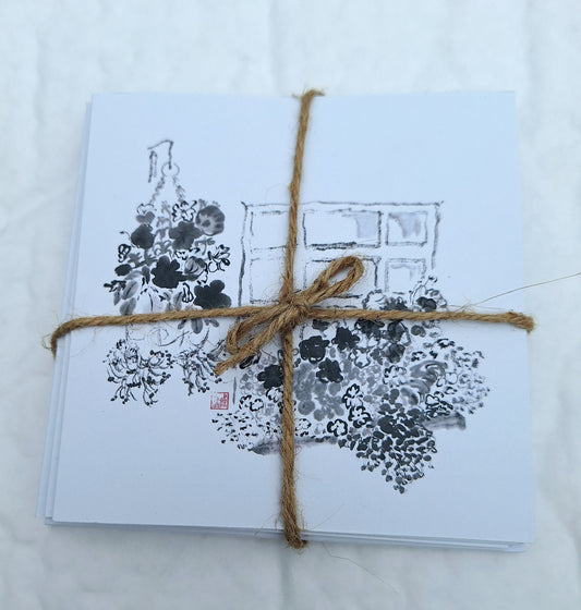 Pack of 6 Art Cards – Chinese Ink Drawings of an Irish Summer Garden (Designed for Bloom)
