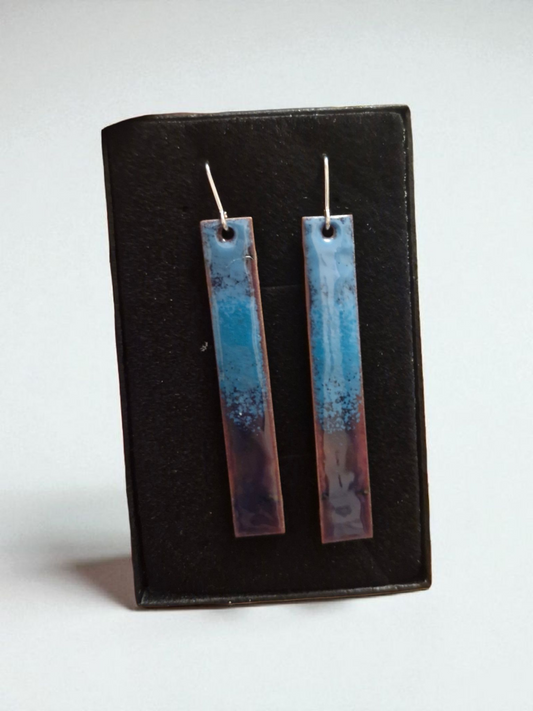 Blue Mix Drop Bar Earrings