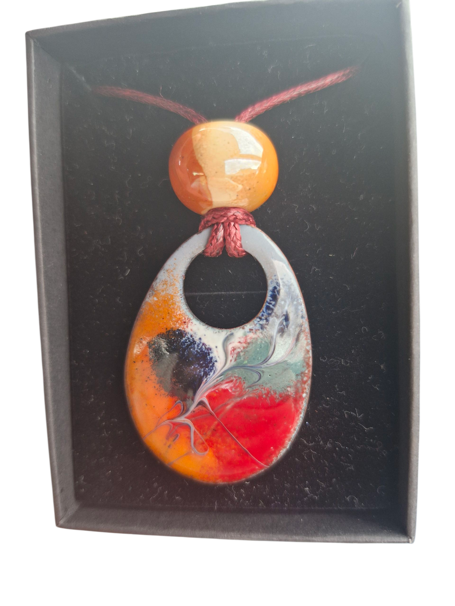 Warm Blend necklace , handmade ceramic bead