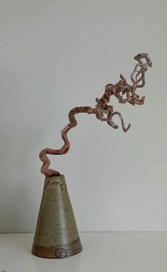 Cone shaped Ceramic Vase with Dried bracken branch.