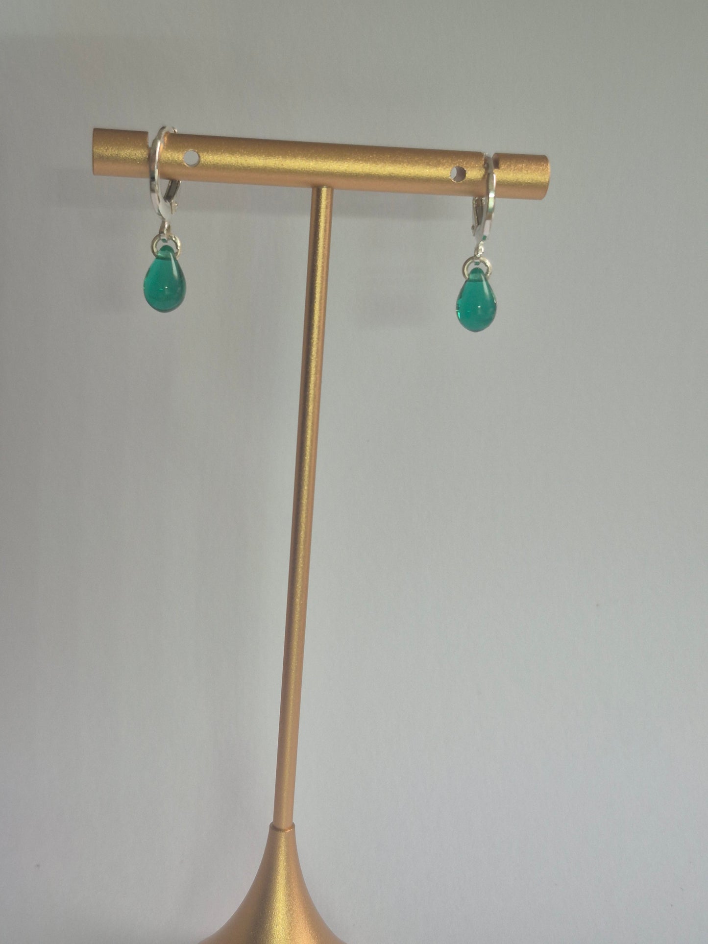 Czech glass and sterling silver droplet earrings