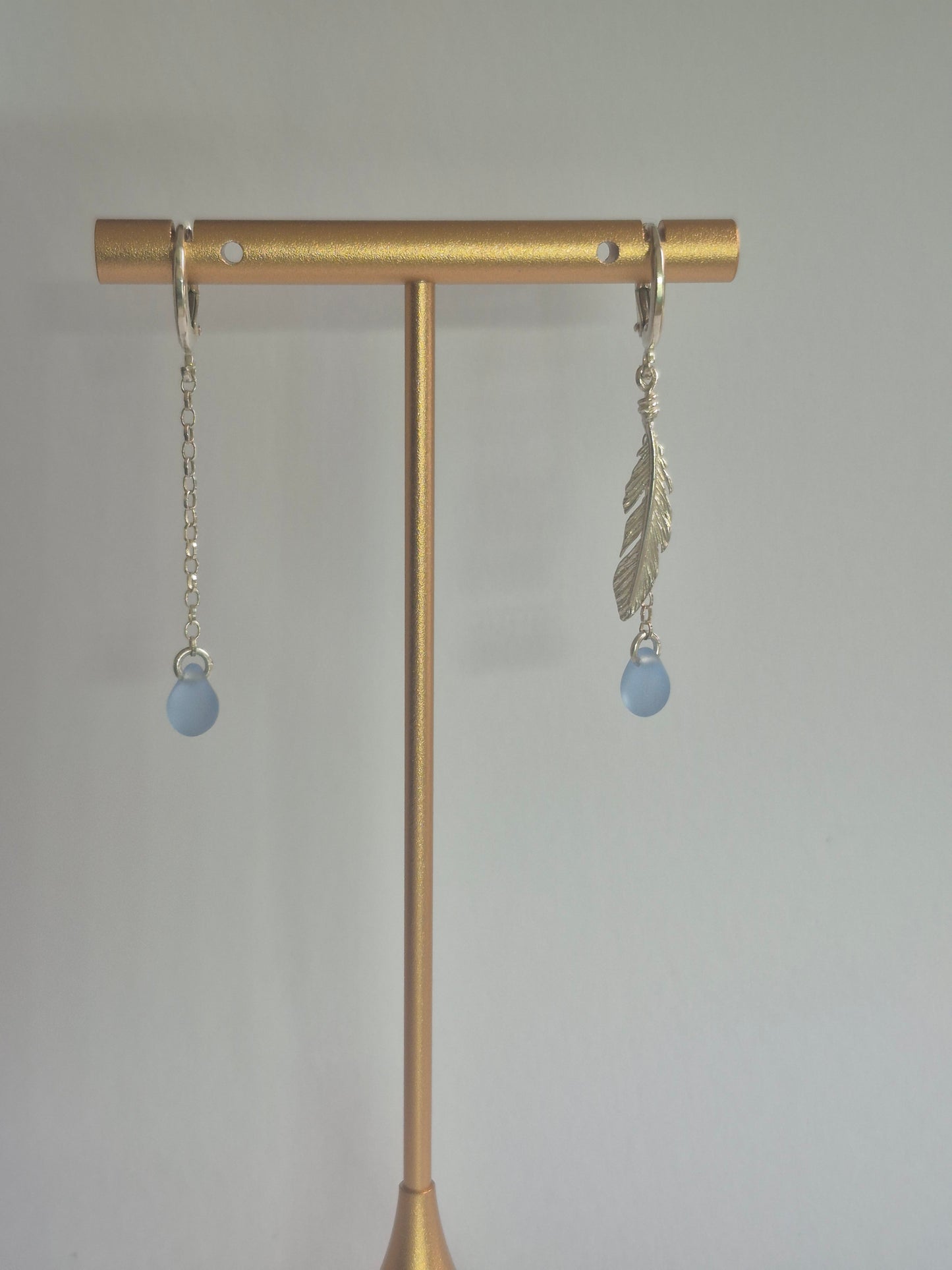 Mismatched silver and czech glass earrings