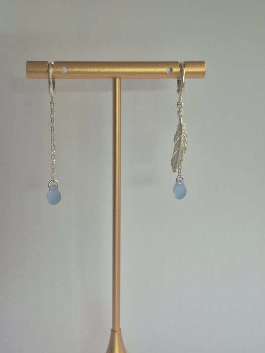 Mismatched silver and czech glass earrings