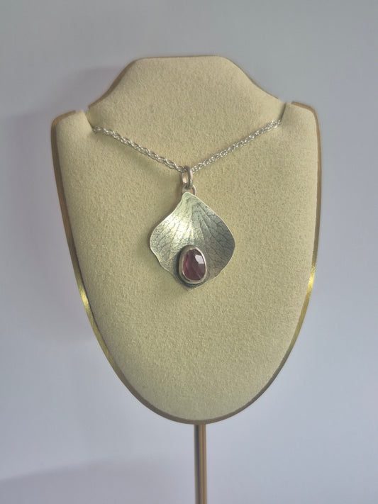 Hydrangea garnet pendant