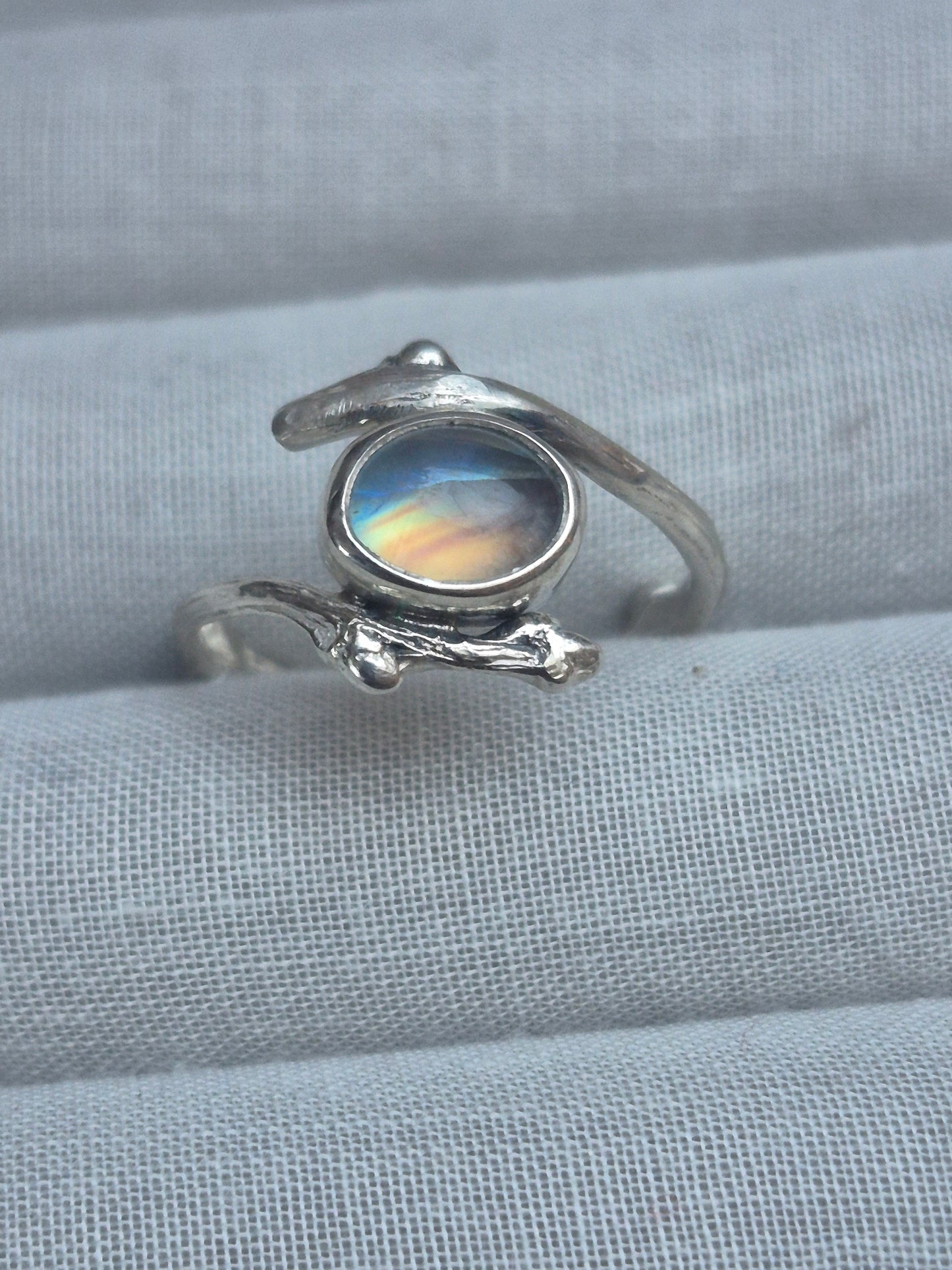 Moonstone twig ring
