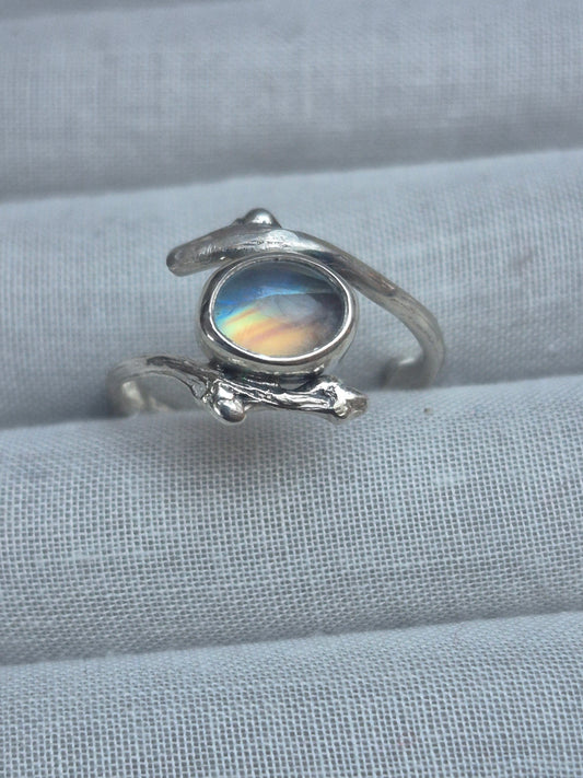 Moonstone twig ring