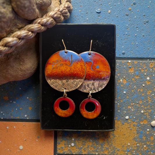 Large Orange and Purple Disc earrings