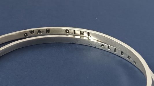 Gwan Girl, Hammered silver Cork Slang Bangle