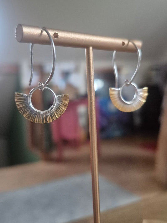 Silver and gold Isis dangle earrings