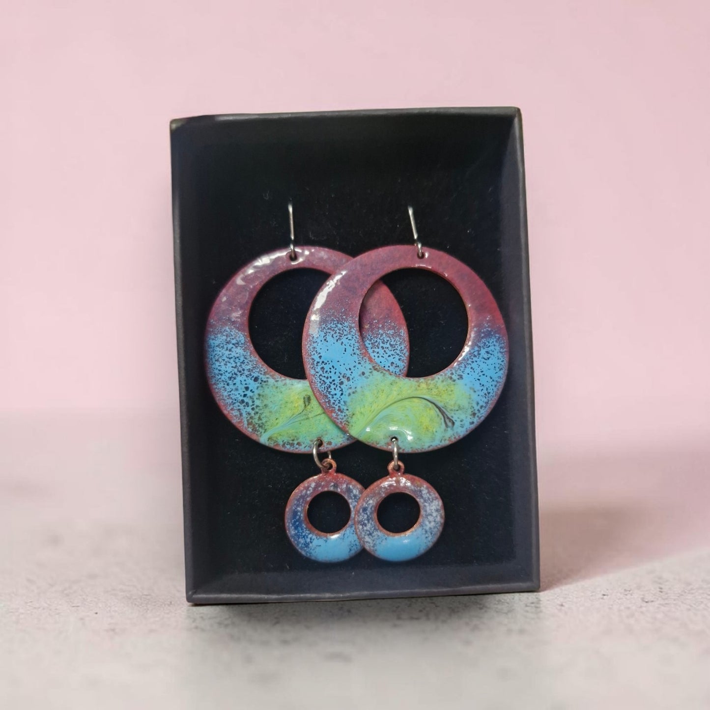 Large Blue and Green Earrings