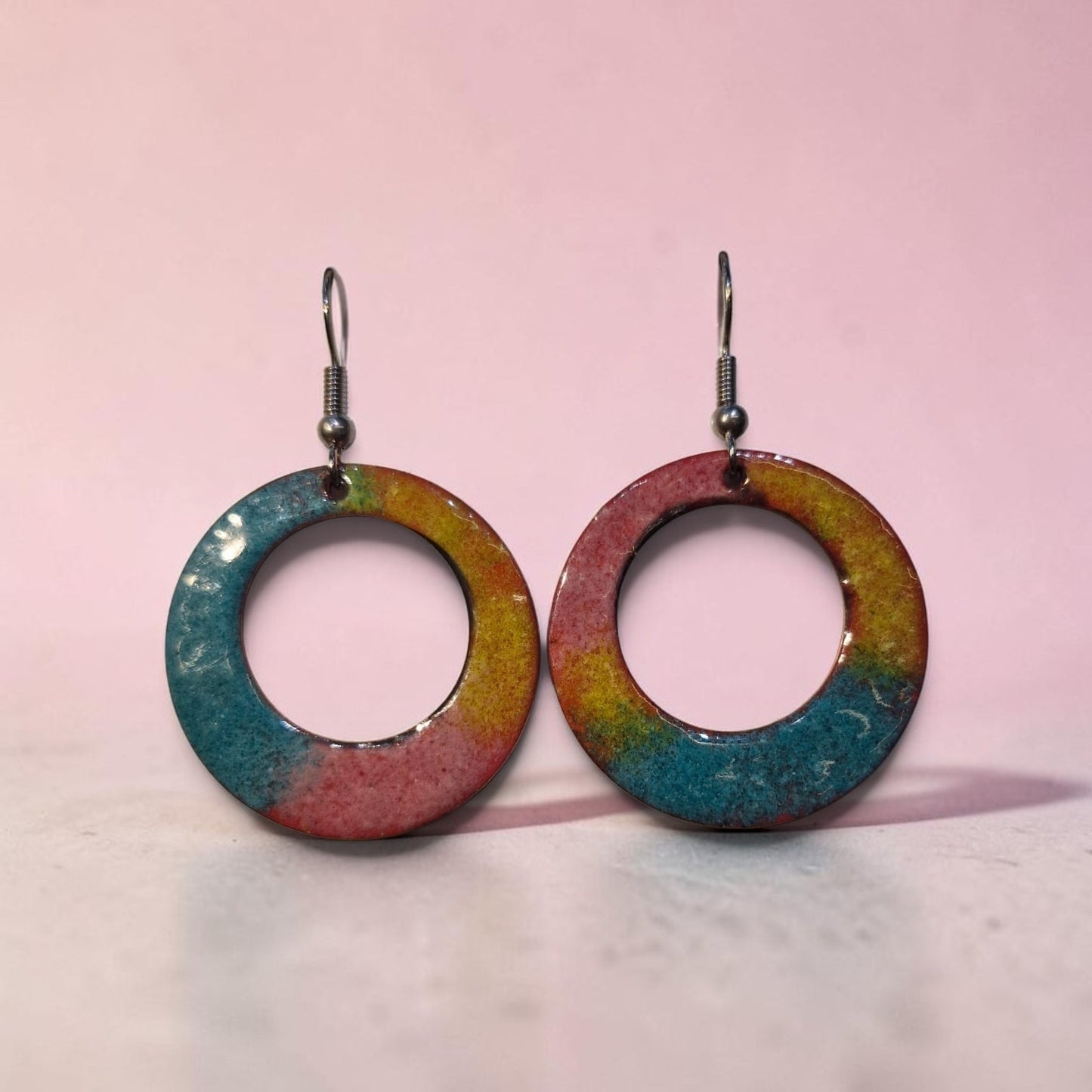 Pastel Pink Enamel Hoops