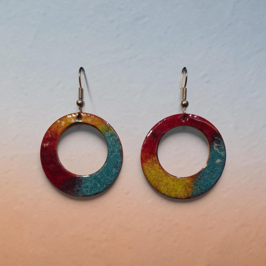 Pastel Ruby Enamel Hoops