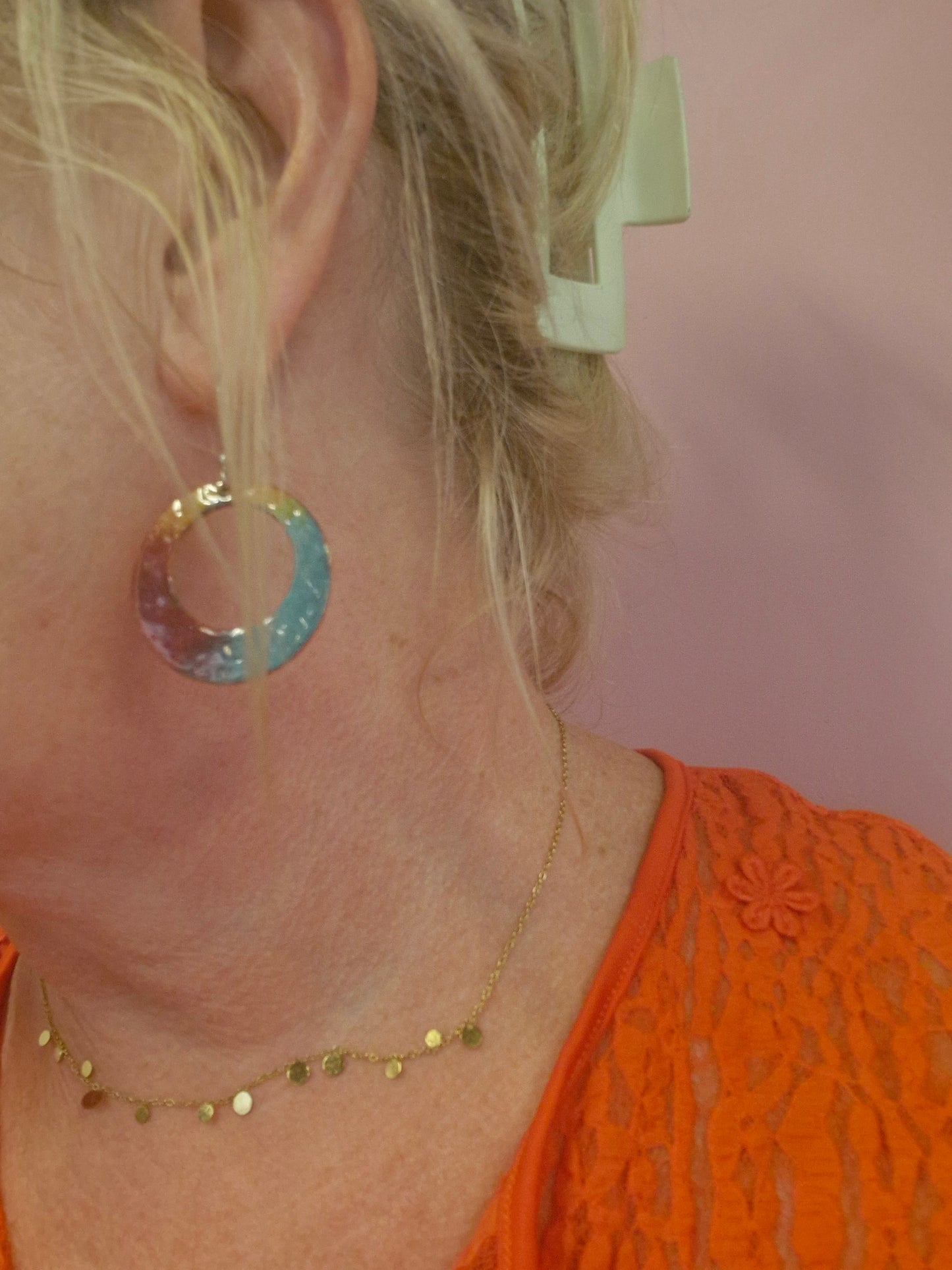 Pastel Pink Enamel Hoops